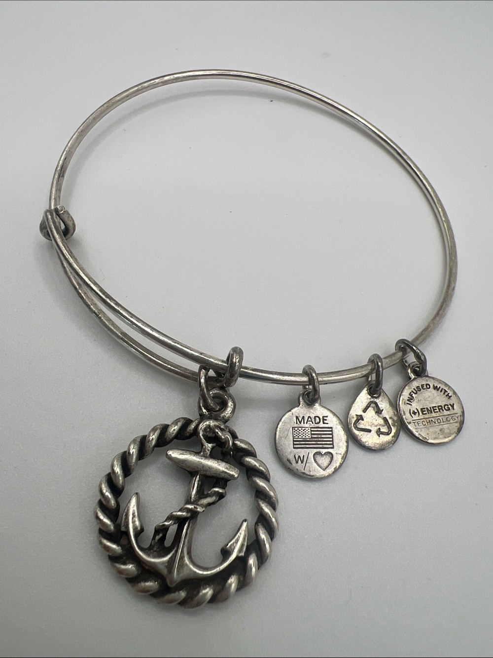 Alex and Ani Anchor Silver-Tone Nautical Beach Bangle Bracelet with Charms